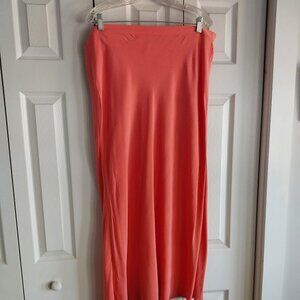 Eileen Fisher Long Peach Silk Skirt, Size Lg